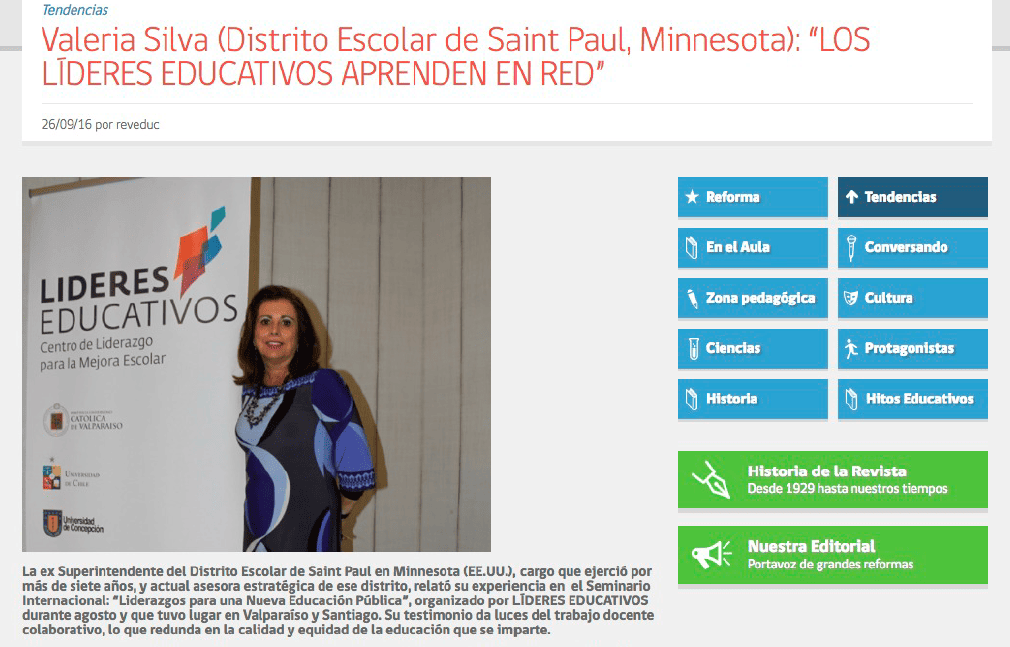 Valeria Silva (Distrito Escolar de Saint Paul, Minnesota): “LOS LÍDERES EDUCATIVOS APRENDEN EN RED”