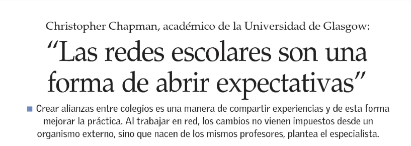 El Mercurio – Christopher Chapman “Las redes escolares son una forma de abrir expectativas”