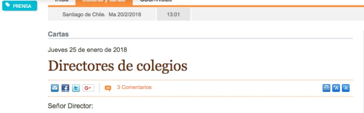 El Mercurio – Carta al director