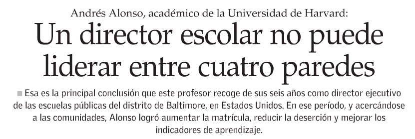 Un director escolar no puede liderar entre cuatro paredes