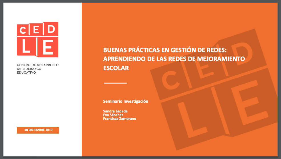 Buenas prácticas en gestión de redes: Aprendiendo de las Redes de Mejoramiento Escolar