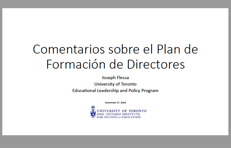 Comentarios sobre el Plan de Formación de Directores