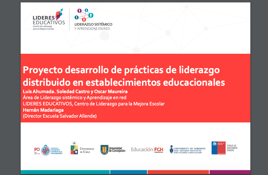 Proyecto desarrollo de prácticas de liderazgo distribuido en establecimientos educacionales