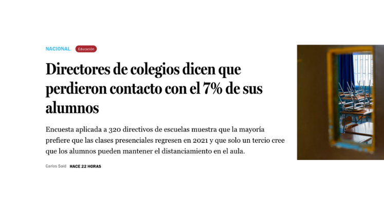 Directores de colegios dicen que perdieron contacto con el 7% de sus alumnos