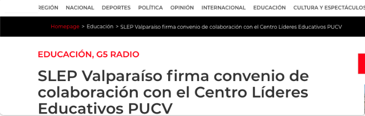 Prensa: SLEP Valparaíso firma convenio de colaboración con el Centro Líderes Educativos PUCV