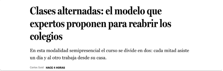 Clases alternadas: el modelo que expertos proponen para reabrir los colegios