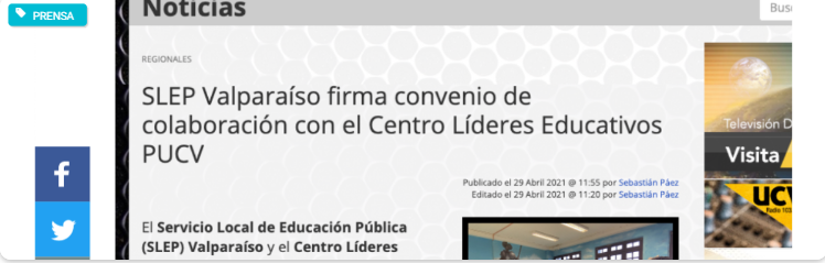 Prensa: SLEP Valparaíso firma convenio de colaboración con el Centro Líderes Educativos PUCV