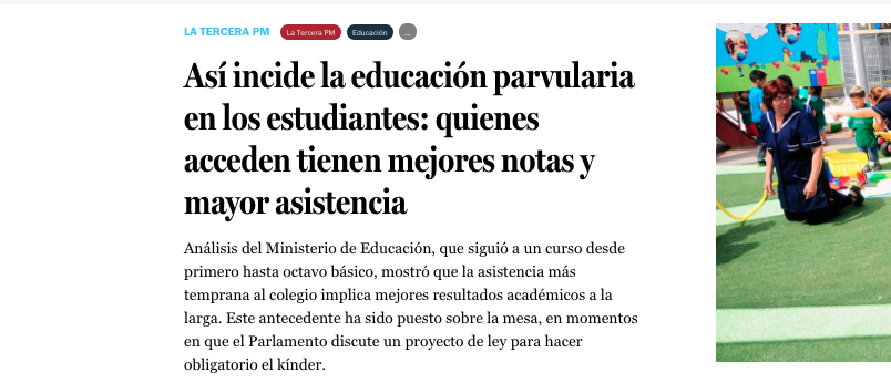 Prensa: Así incide la educación parvularia en los estudiantes: quienes acceden tienen mejores notas y mayor asistencia