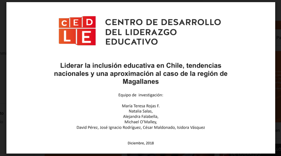 Liderar la inclusión educativa en Chile, tendencias nacionales y una aproximación al caso de la región de Magallanes