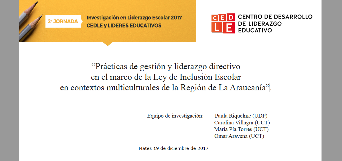 Omar Aravena: Prácticas de gestión y liderazgo directivo en el marco de la Ley de Inclusión Escolar en contextos multiculturales de la Región de La Araucanía