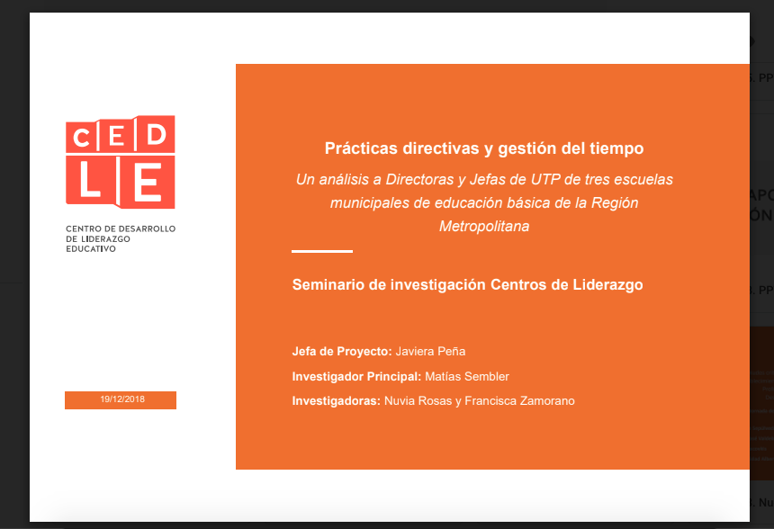 Prácticas directivas y gestión del tiempo: Un análisis a Directoras y Jefas de UTP de tres escuelas municipales de educación básica de la Región Metropolitana